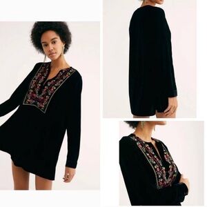 Free People Velvet Embroidered Dress